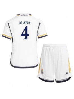 Billige Real Madrid David Alaba #4 Hjemmedraktsett Barn 2023-24 Kortermet (+ Korte bukser)